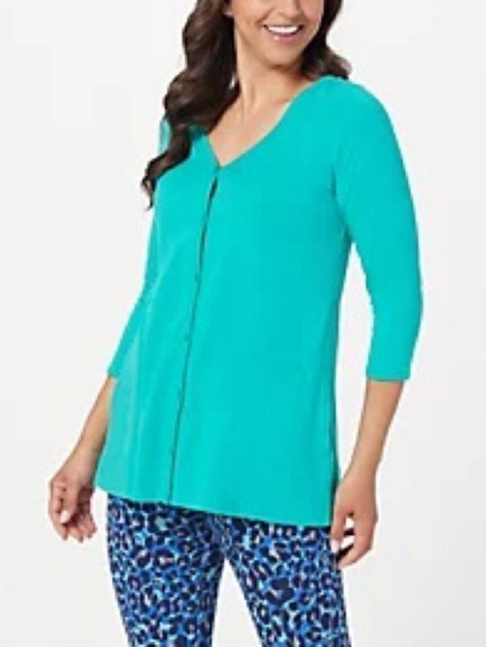 LOGO Principles by Lori Goldstein 3/4 Sleeve Cardigan